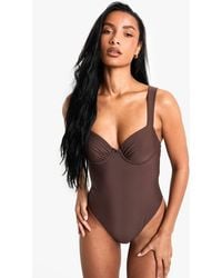 Boohoo - Petite Swimwear Essentials Balcony Bathing Suit - Lyst