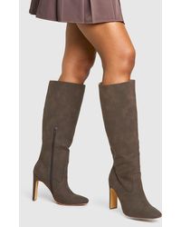 Boohoo - Botas Por La Rodilla De Holgura Ancha Y Nobuk Con Tacón Bajo - Lyst