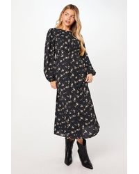 Dorothy Perkins - Ditsy Floral Shirred Waist Long Sleeve Midi Dress - Lyst