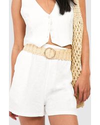 Boohoo - Twisted Detail Buckle Raffia Belt - Lyst