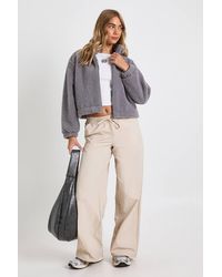 Boohoo - Teddy Zip Bomber Jacket - Lyst