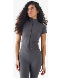 Boohoo - Ultra Sculpt Zip Through Short Sleeve Top - Lyst