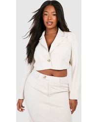 Boohoo - Plus Boxy Relaxed Fit Crop Blazer - Lyst