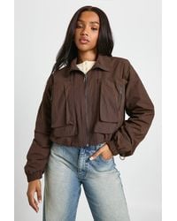 Boohoo - Funnel Neck Cropped Utility Jacket - Lyst