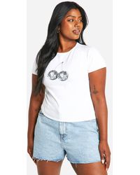 Boohoo - Plus Disco Ball Cherry Baby Tee - Lyst
