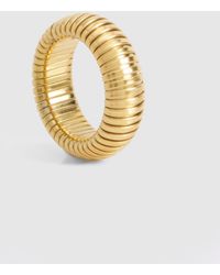 Boohoo - Stainless Steel Ribbed Ring - Lyst