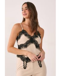 Nasty Gal - Pinstripe Lace Trim Tailored Strappy Top - Lyst