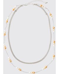 Boohoo - Collar De Cadena Con Cuentas Y Perlas - Lyst