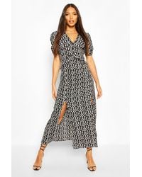 lace ruffle split maxi dress
