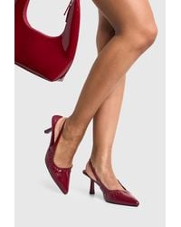 Boohoo - Wide Fit Low Stiletto Ruched Slingback Court Shoes - Lyst
