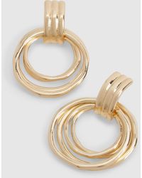 Boohoo - Double Ring Drop Earrings - Lyst