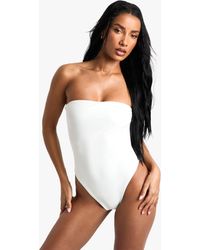 Boohoo - Bañador Essentials Palabra De Honor - Lyst