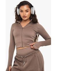 Boohoo - Basics Seamless Rib Zip Through Jacket - Lyst
