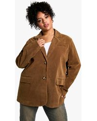 Boohoo - Plus Suede Single Breasted Oversized Blazer - Lyst