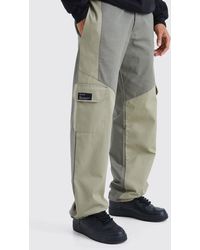 Boohoo - Slim Fit Colour Block Cargo Trouser With Woven Tab - Lyst
