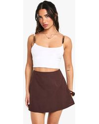 Boohoo - Petite Linen A Line Mini Skirt - Lyst