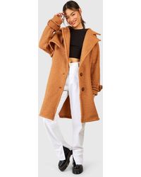Boohoo - Textured Wool Look Oversized Coat - Lyst
