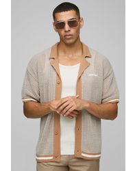 Boohoo - Camisa Oversize De Manga Corta Y Mezcla De Lino Con Estampado De Palmeras - Lyst