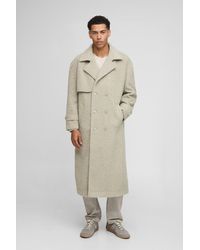 Boohoo - Oversized Fit Double Breasted Longline Boucle Overcoat - Lyst
