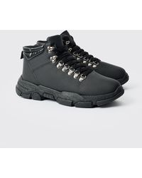 BoohooMAN - Chunky Sole Worker Boot In Black - Lyst