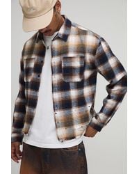 Boohoo - Oversized Boxy Distressed Flannel Check Shirt - Lyst