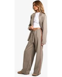 Boohoo - Tailored Side Stripe Wide Leg Trouser - Lyst