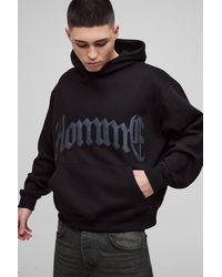 Boohoo - Sudadera Oversize Recta Con Capucha Y Aplique Homme De Cuero Sintético - Lyst
