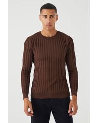 BoohooMAN - Langärmliger gerippter Muscle-Fit Pullover - Lyst