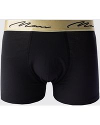 BoohooMAN - Signature Gold Waistband Boxers In Black - Lyst