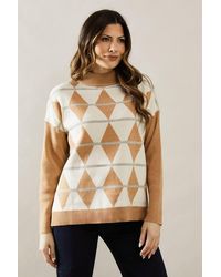 Wallis - Diamond Pattern Roll Neck Sweater - Lyst