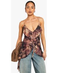 Boohoo - Mesh Frill Detail Cami Top - Lyst