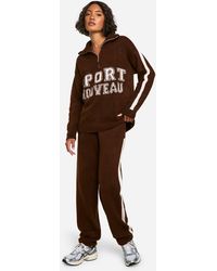 Boohoo - Tall Sport Nouveau Knitted Zip Neck Oversized Jumper And Cuffed Jogger Set - Lyst