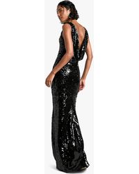 Boohoo - Tall Extreme Cowl Back Sequin Maxi Dress - Lyst