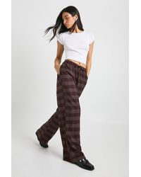 Boohoo - Check Drawcord Waist Wide Leg Trousers - Lyst