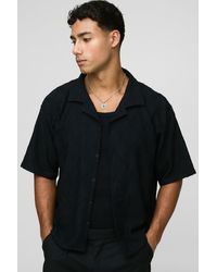 BoohooMAN - Kastiges florales Oversize Lochmuster-Hemd - Lyst