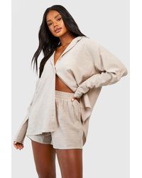 Boohoo - Cotton Tonal Pinstripe Pyjama Short - Lyst