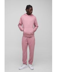 Boohoo - Lightweight Basic Regular Fit Over The Head Hoodie And Relaxed Tapered Jogger Set - Lyst
