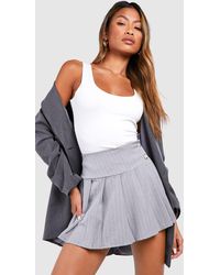 Boohoo - Marl Pinstripe Pleated Micro Mini Skirt - Lyst