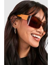 Boohoo - Orange Visor Sunglasses - Lyst
