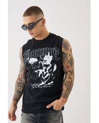 BoohooMAN - Gothic Renaissance Homme Waffle Printed Tank - Lyst