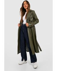 Boohoo - Faux Leather Trench Coat - Lyst