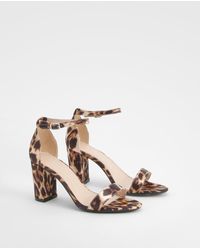 Boohoo - Leopard Mid Block Barely There Heels - Lyst