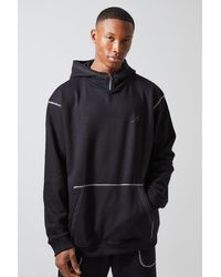 BoohooMAN - Active Oversized Heavy Loopback Frayed Hoodie - Lyst