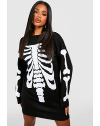 Boohoo - Halloween Skeleton Knitted Jumper Dress - Lyst