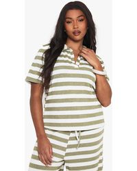 Boohoo - Plus V Neck Collared Knitted Top - Lyst