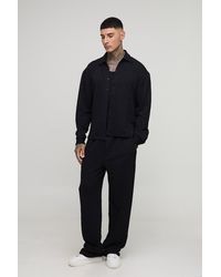 Boohoo - Tall Textured Jersey Oversized Boxy Shirt And Relaxed Trouser Set - Lyst