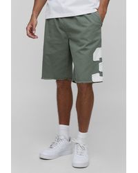 BoohooMAN - Tall Relaxed Fit 13 Applique Extended Drawcord Shorts - Lyst
