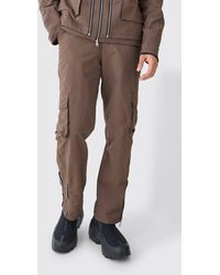 BoohooMAN - Fixed Waist Washed Nylon Cargo Trousers - Lyst
