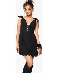 Boohoo - Broderie Strappy Tie Detail Mini Dress - Lyst