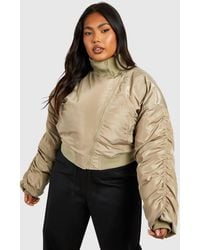 Boohoo - Plus Asymmetric Collar Detail Bomber Jacket - Lyst